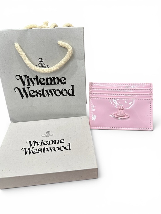 Vivienne Westwood Handbags - Vivienne Westwood Pink Patent Leather Orb Card Holder Italy Box Bag